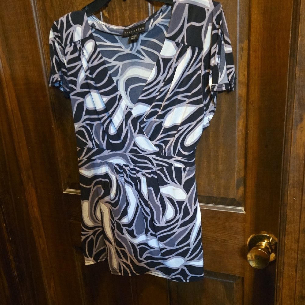 Attention Black and White Sheath Blouse